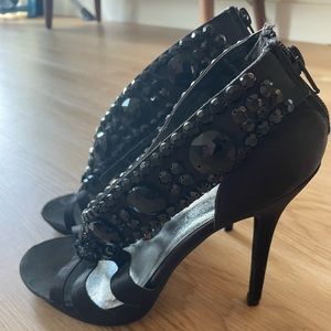 B2 Browns Shoes Heels High Heels black Prom Wedding Black Rhinostones